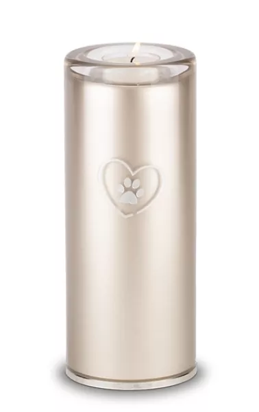 Tierurne aus Glas, Herz-Pfote, Gedenklicht, versch. Farben und Größen