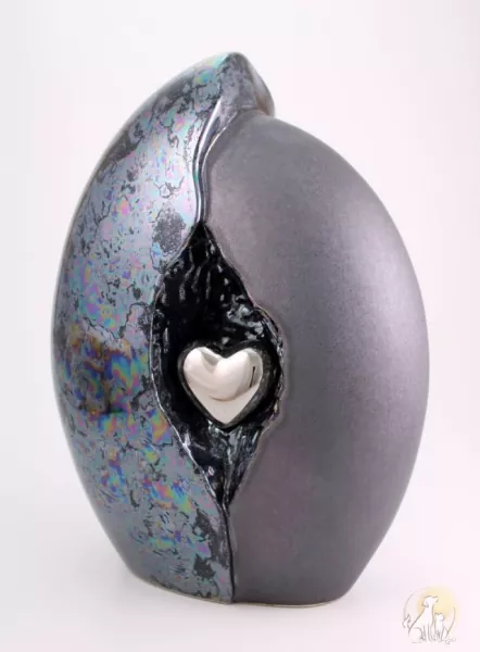 Keramikurne glänzendes Herz, versch. Farben und Größen