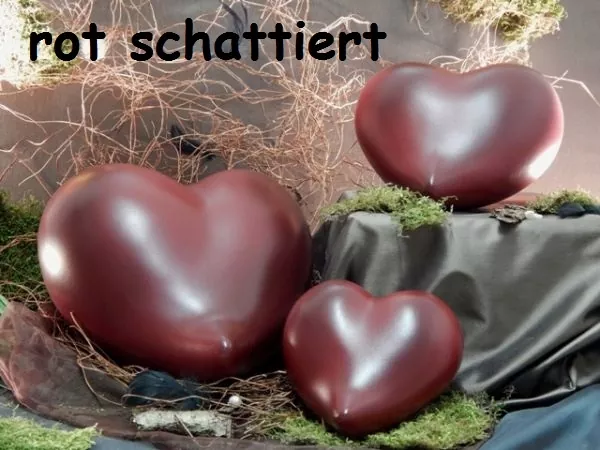 Gesamtübersicht Tierurne Herz aus Keramik, rot schattiert