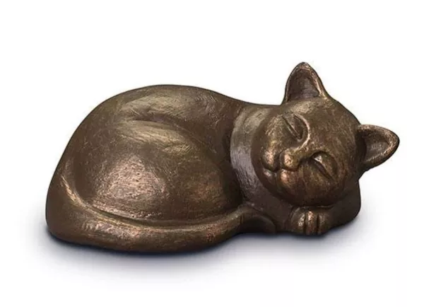 Tierurne schlafende Katze, 0,5 Liter, bronze