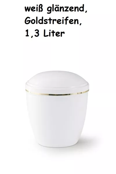 Kupferurne, weiß glänzend, 1,3 Liter