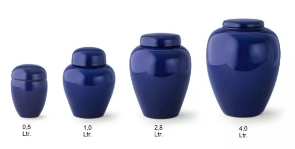 Tierurne Keramik kobaltblau Gesamtübersicht Größen