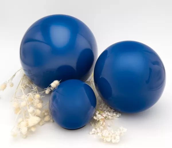 Tierurne Kugel aus Edelstahl in blau glänzend pulverbeschichtet, alle Größen