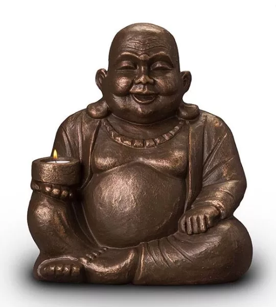 Künstlerurne Keramik Buddha 3,5 Liter mit Gedenklichteinsatz