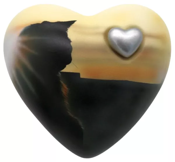 Herzurne mit Motiv Katze Aufpasser Herzurne mit Motiv Katze Aufpasser