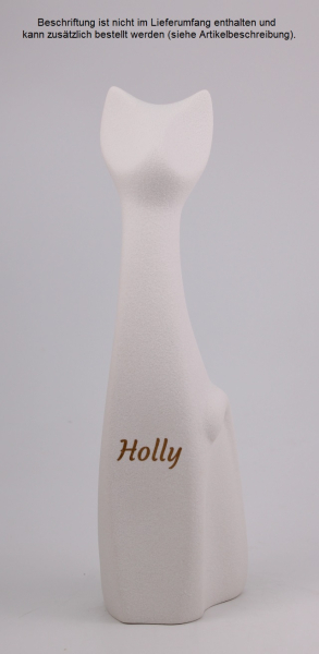 Katzenurne Miau weiß mit Folienbeschriftung in goldfarben
