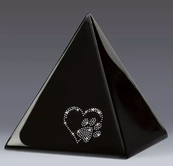 Keramikpyramide Herz-Pfote-Kristall schwarz glasiert