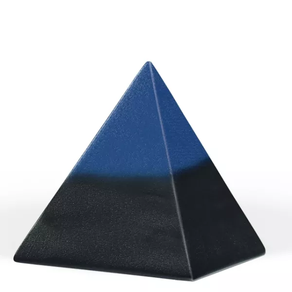 Keramikpyramide in schwarz, blau abgesetzt und patiniert 2,5 Liter