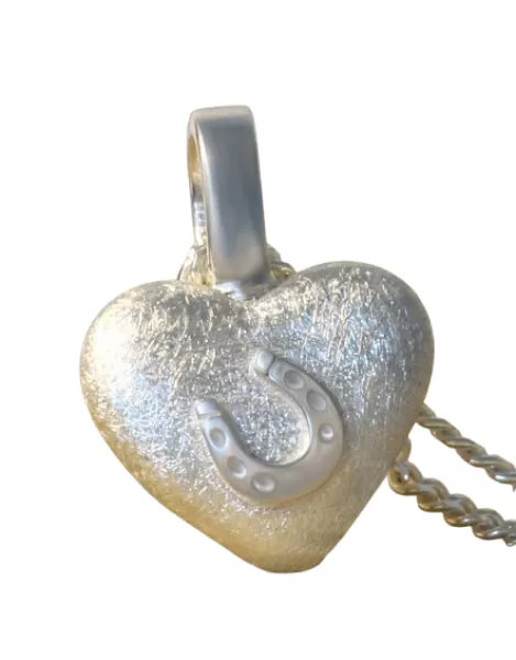 Ascheschmuck-Herzkette „Emmi“ mit Hufeisen-Motiv aus 925er Sterling-Silber Ascheschmuck-Herzkette „Emmi“ mit Hufeisen-Motiv aus 925er Sterling-Silber