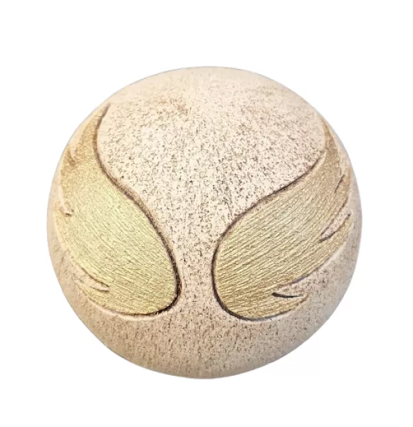 Tierurne Kugel Engelsflügel creme, Flügel goldfarben