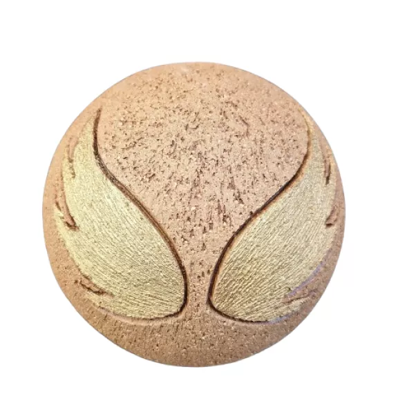 Tierurne Kugel Engelsflügel holzfarben, Flügel goldfarben