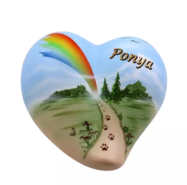 Beispiel Folienbeschriftung mit Schatteneffekt goldfarben, Schatten schwarz auf Herz Regenbogenweg Art. Nr. 888023