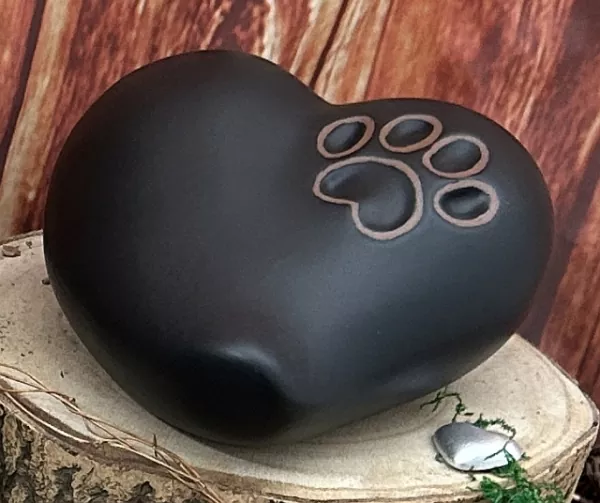Tierurne Herz Pfote schwarz-matt 0,45 Liter