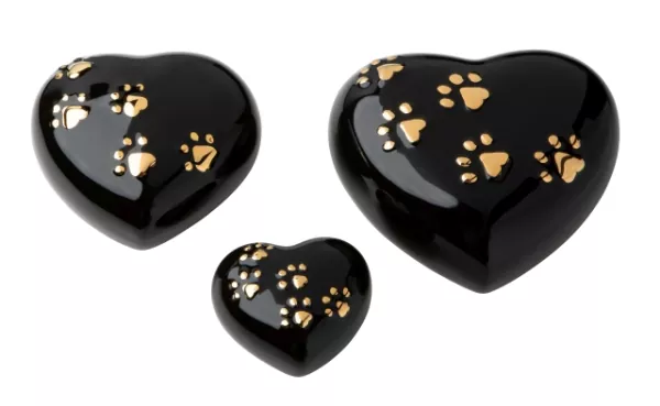 Tierurne Herz Pfoten in schwarz, alle Größen