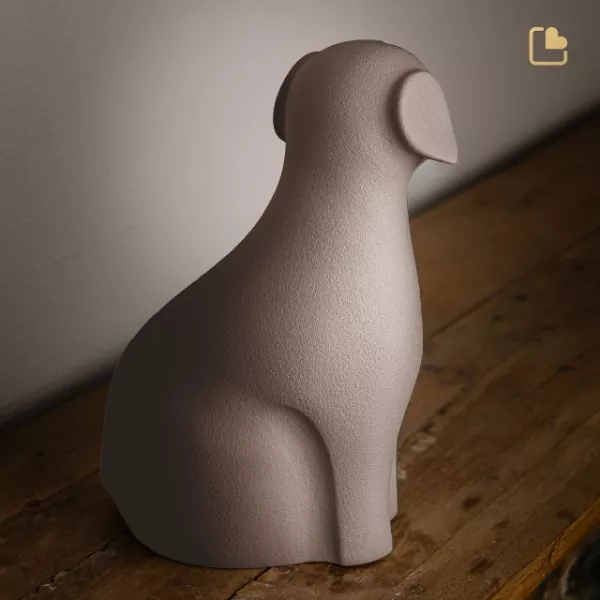 Tierurne Hund Keramik in braun Ansicht hinten Tierurne Hund Keramik in braun Ansicht hinten