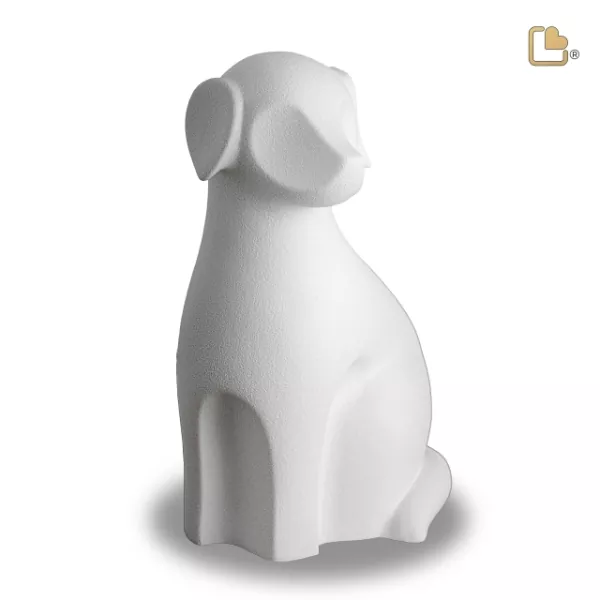 Tierurne Hund Keramik in weiß Tierurne Hund Keramik in weiß
