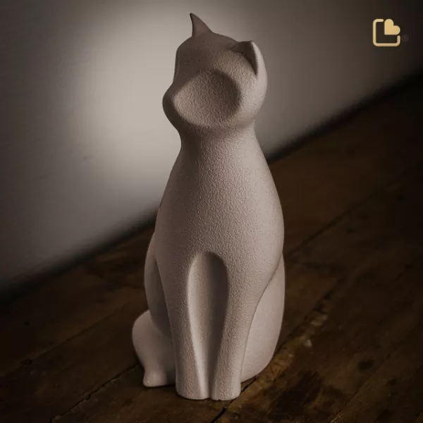 Tierurne Katze Keramik in braun Seitenansicht Tierurne Katze Keramik in braun Seitenansicht