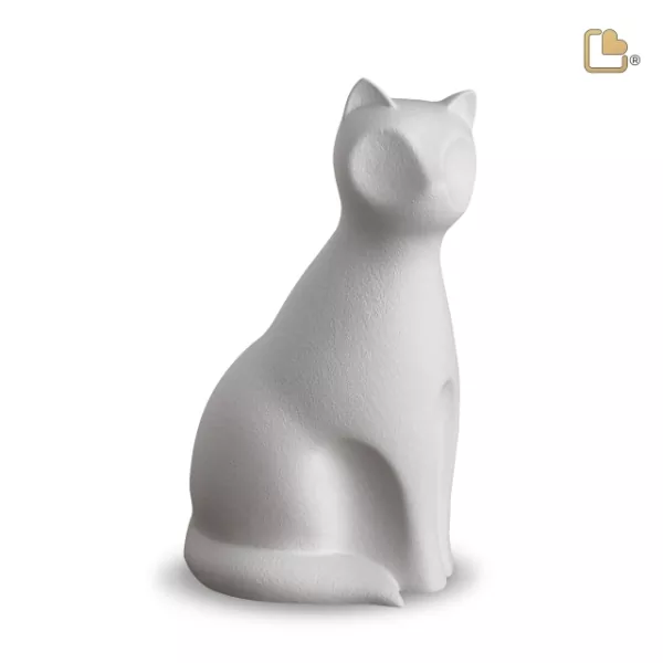 Tierurne Katze Keramik in weiß Tierurne Katze Keramik in weiß