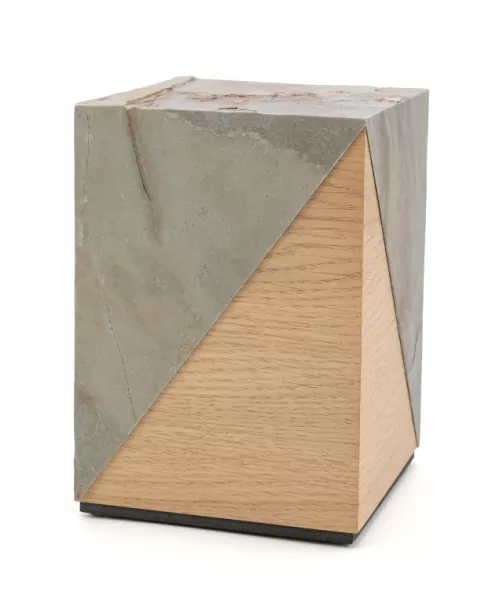 Holztierurne Sirius Eiche und Buntschiefer