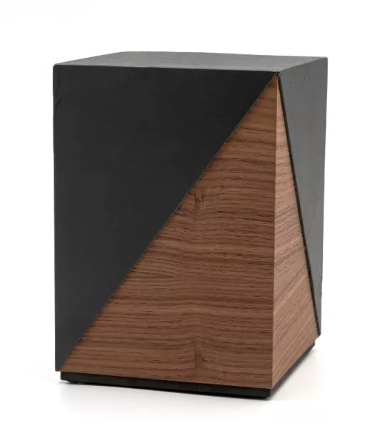 Holztierurne Sirius Nussbaum und Schiefer