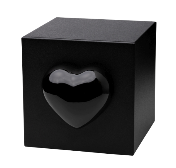 Tierurne Würfel mit Herz in schwarz, Herz schwarz, 3,0 Liter