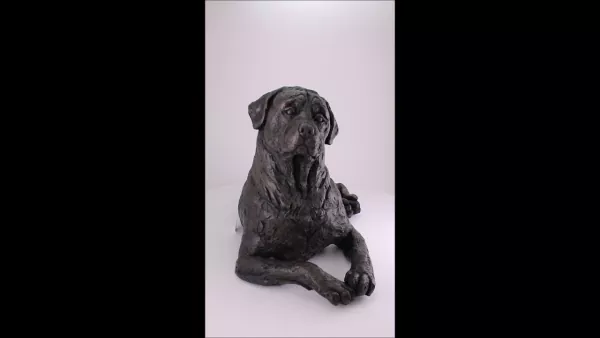 Produktvideo Kunstharzurne Rottweiler-Skulptur