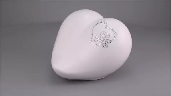 Produktvideo Tierurne Herz-Pfote-Kristalle 0,75 Liter in weiß