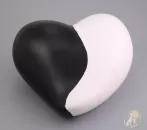 Keramikurne Herz schwarz weiß 1,7 Liter